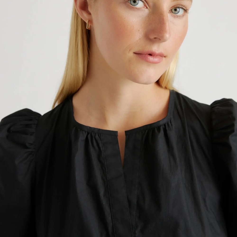 Quince Black Smocked Waist Mini Dress - Picture 2 of 6